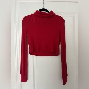 garage cropped red long sleeve turtleneck